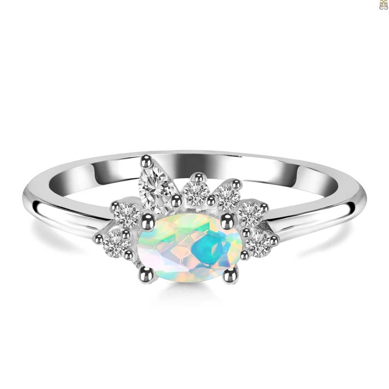 Opal & White Topaz Ring OPL-RDR-2418.