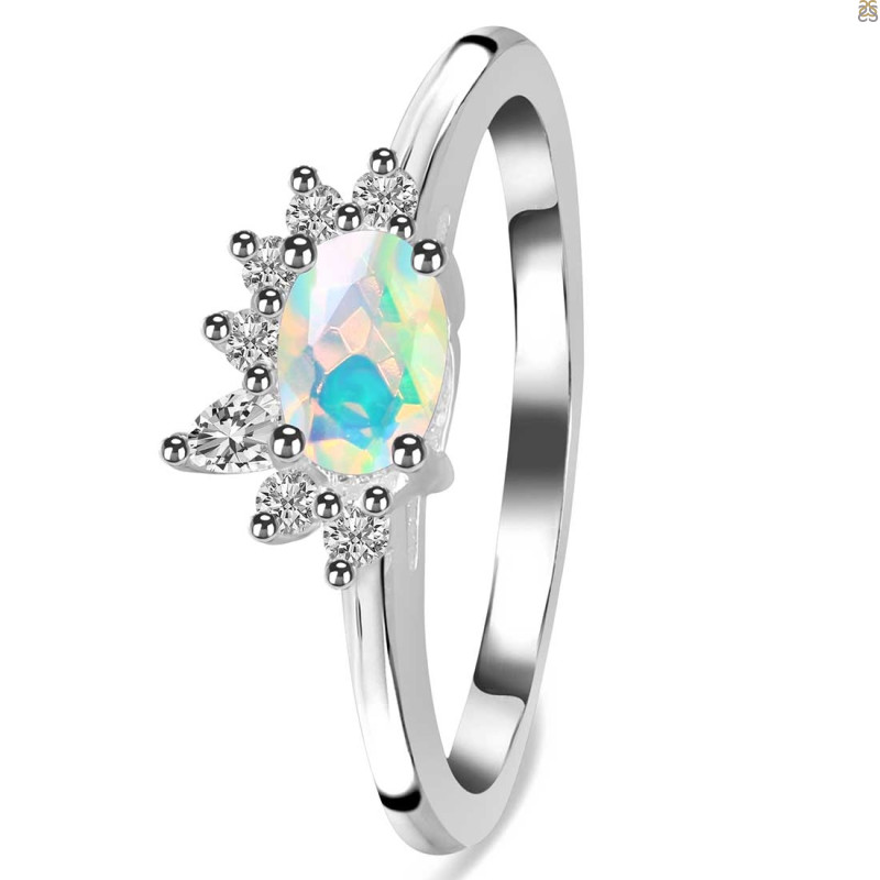Opal & White Topaz Ring