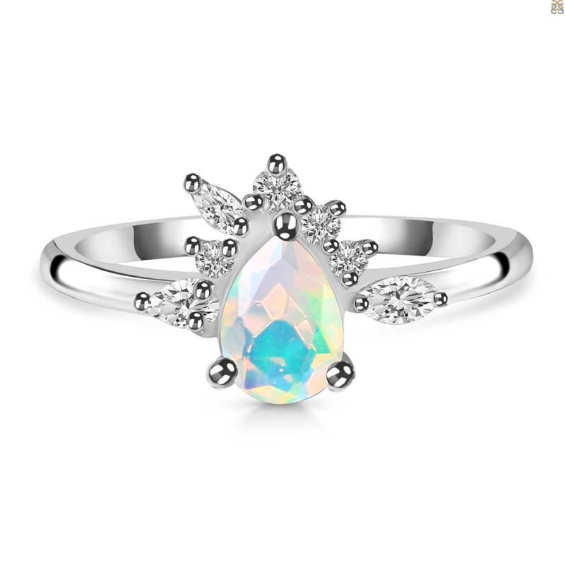 Opal & White Topaz Ring OPL-RDR-2431.