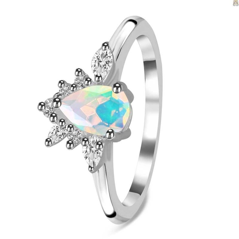 Opal & White Topaz Ring