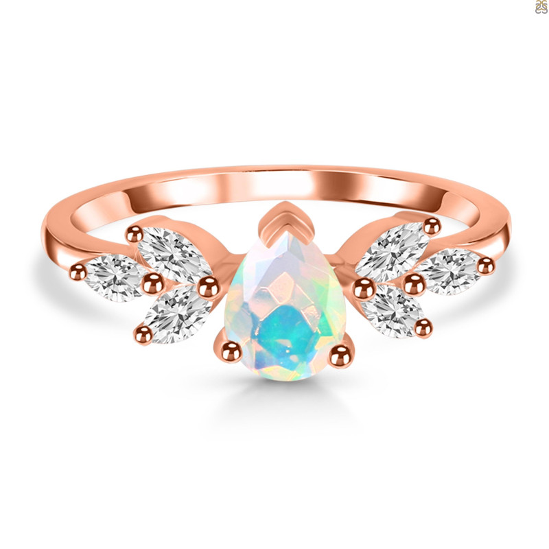Opal & White Topaz Ring OPL-RDR-2556.