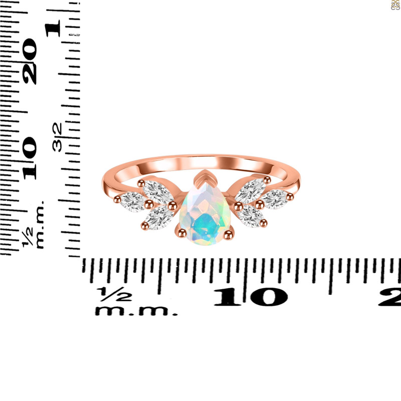 Opal & White Topaz Ring OPL-RDR-2556.
