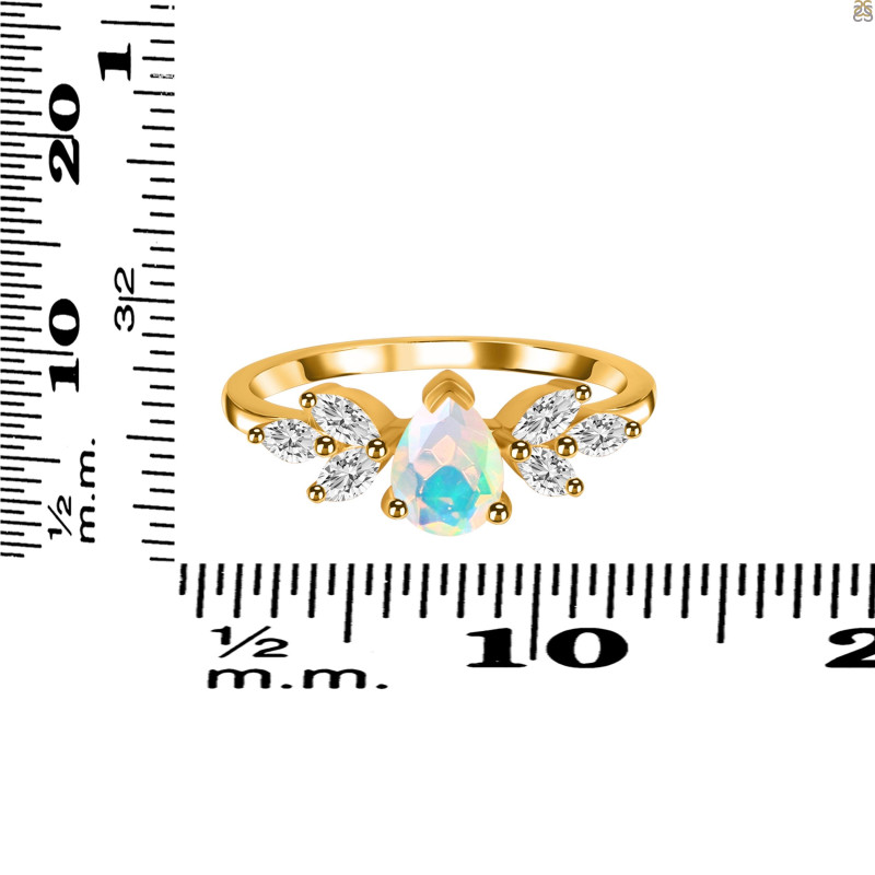 Opal & White Topaz Ring OPL-RDR-2556.