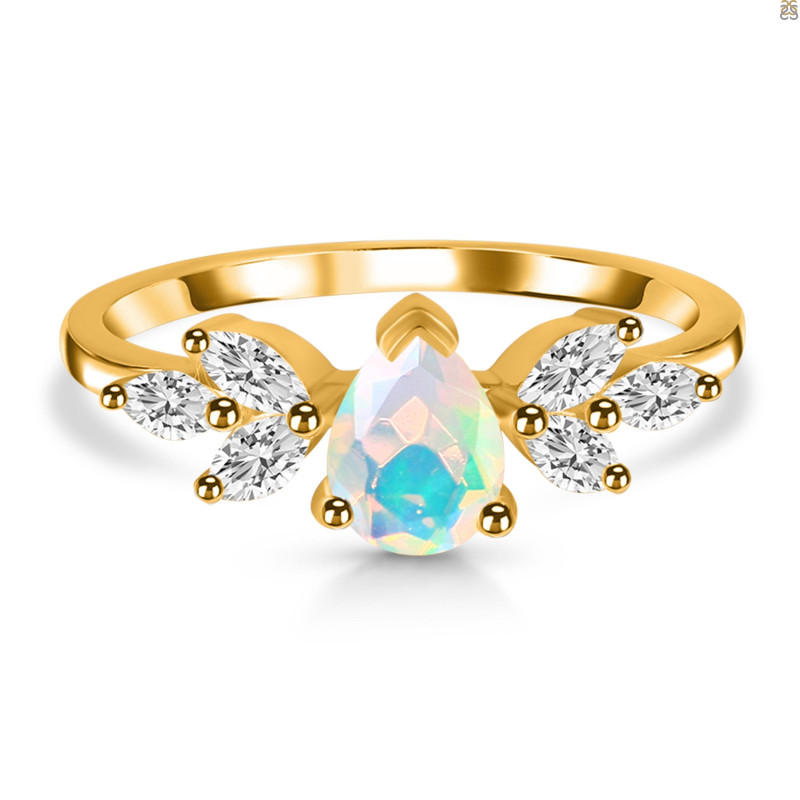 Opal & White Topaz Ring OPL-RDR-2556.