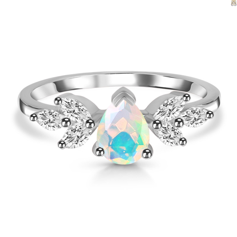 Opal & White Topaz Ring OPL-RDR-2556.