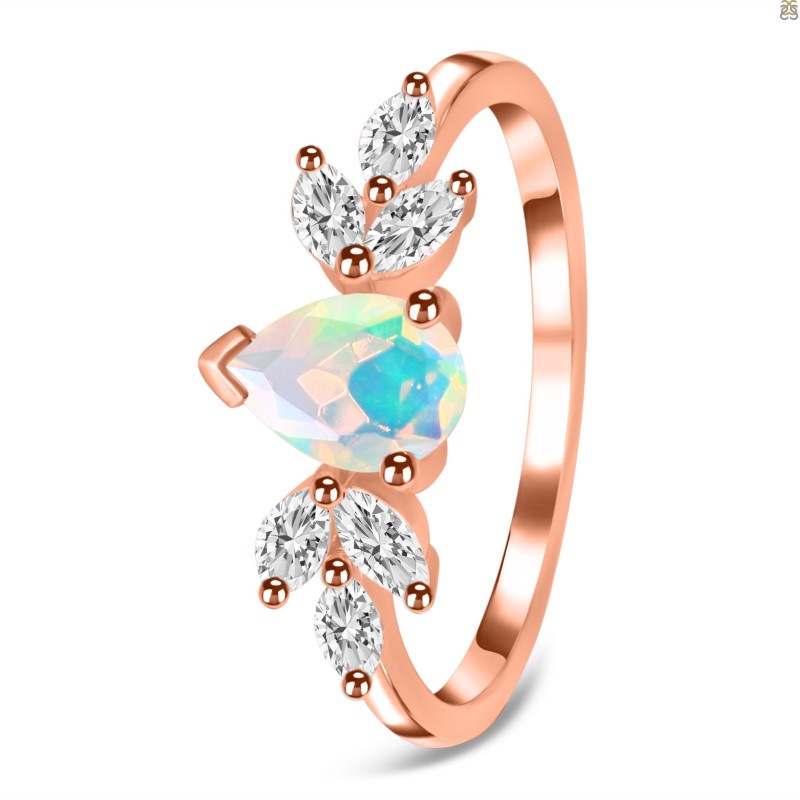 Opal & White Topaz Ring OPL-RDR-2556.