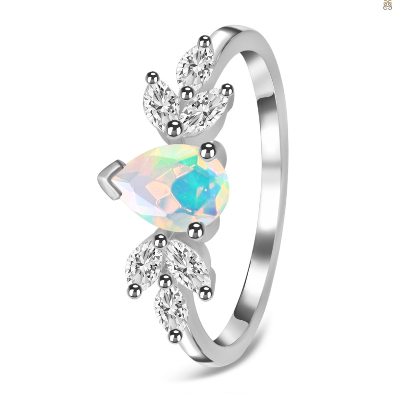 Opal & White Topaz Ring