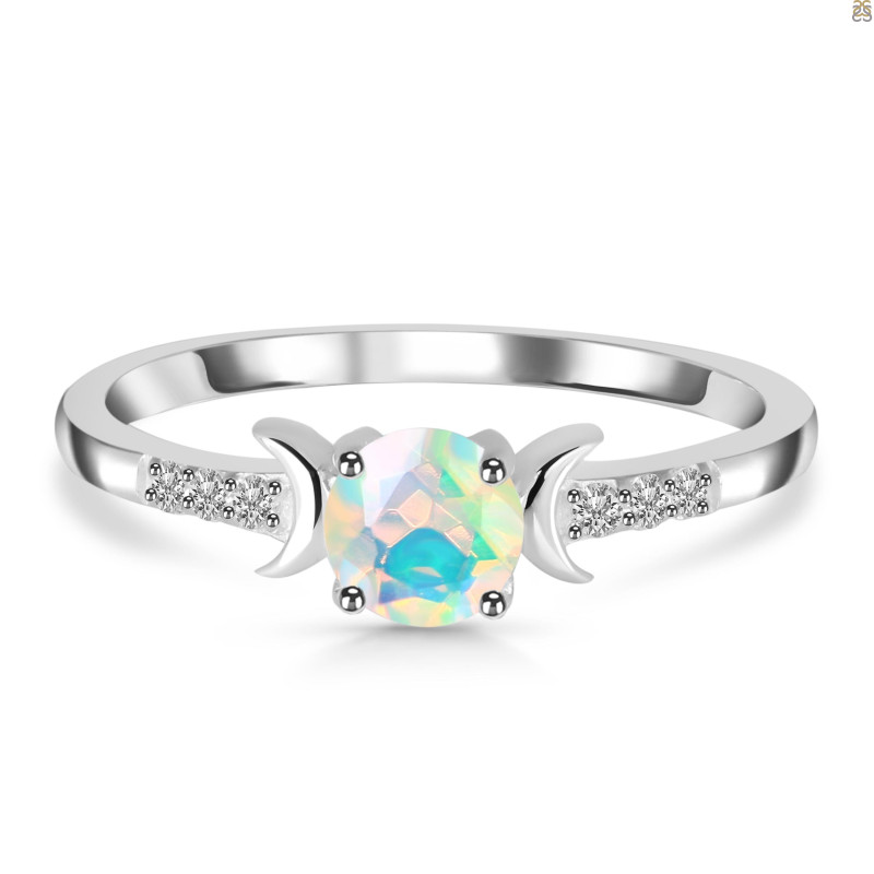 Opal & White Topaz Ring OPL-RDR-2845.