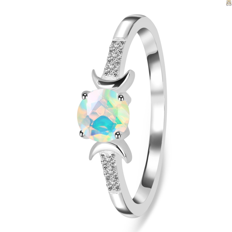 Opal & White Topaz Ring