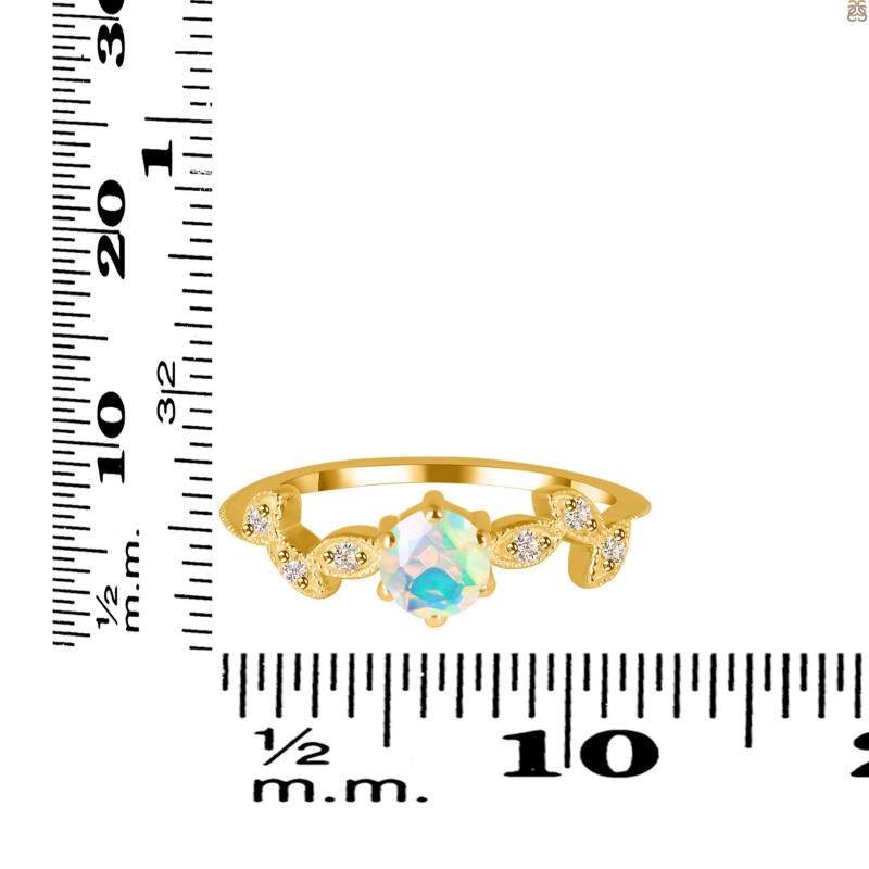 OPAL & White Topaz Ring OPL-RDR-2981.