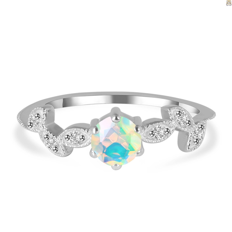 OPAL & White Topaz Ring OPL-RDR-2981.