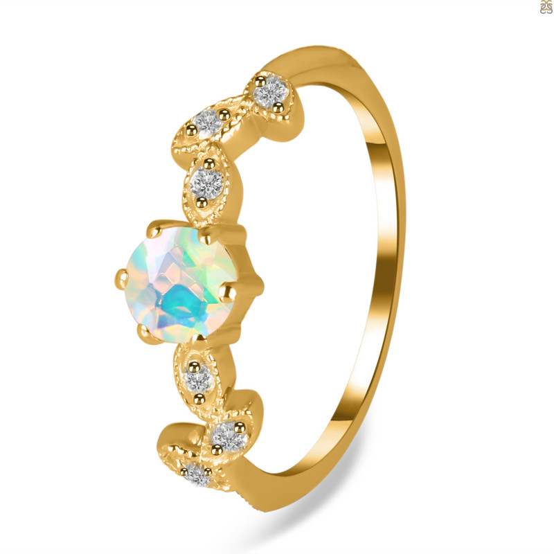 OPAL & White Topaz Ring OPL-RDR-2981.