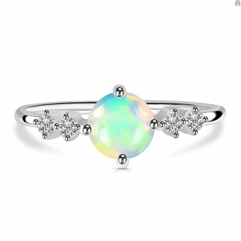 Opal & White Topaz Ring OPL-RDR-3166.