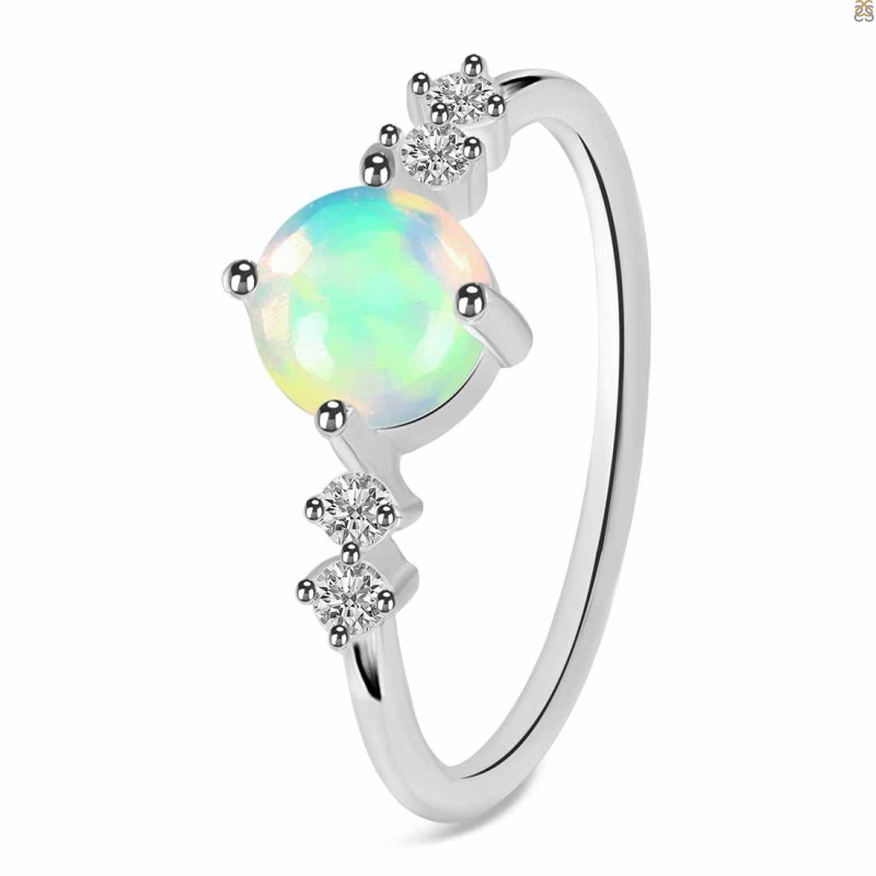 Opal & White Topaz Ring