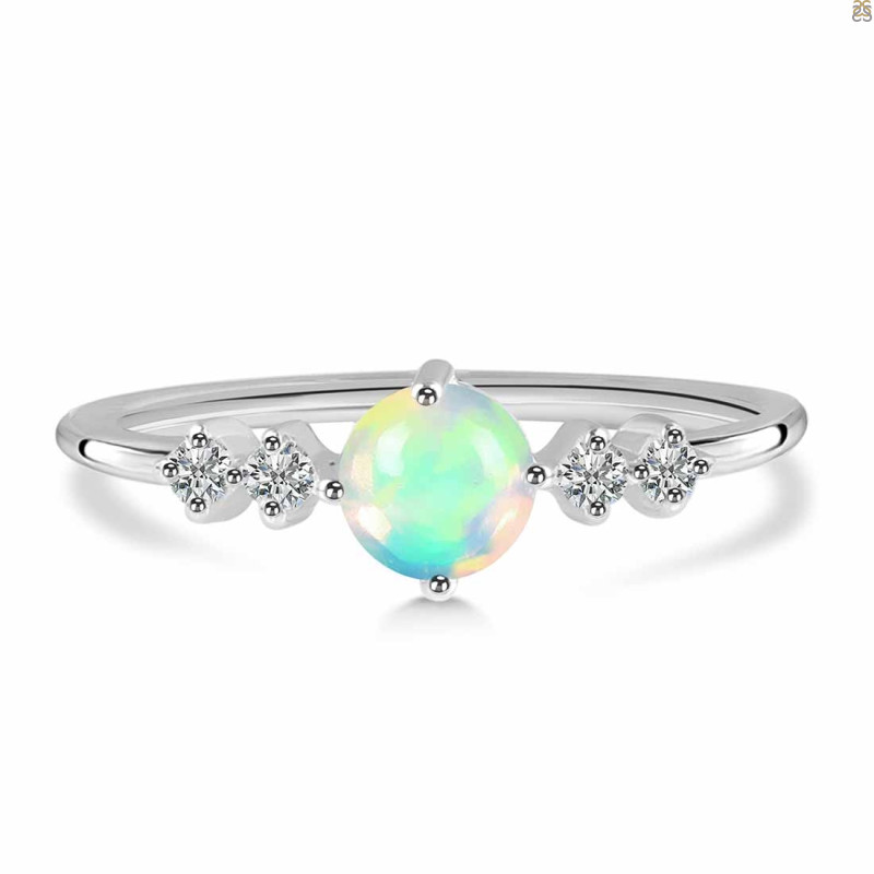 Opal & White Topaz Ring OPL-RDR-3167.