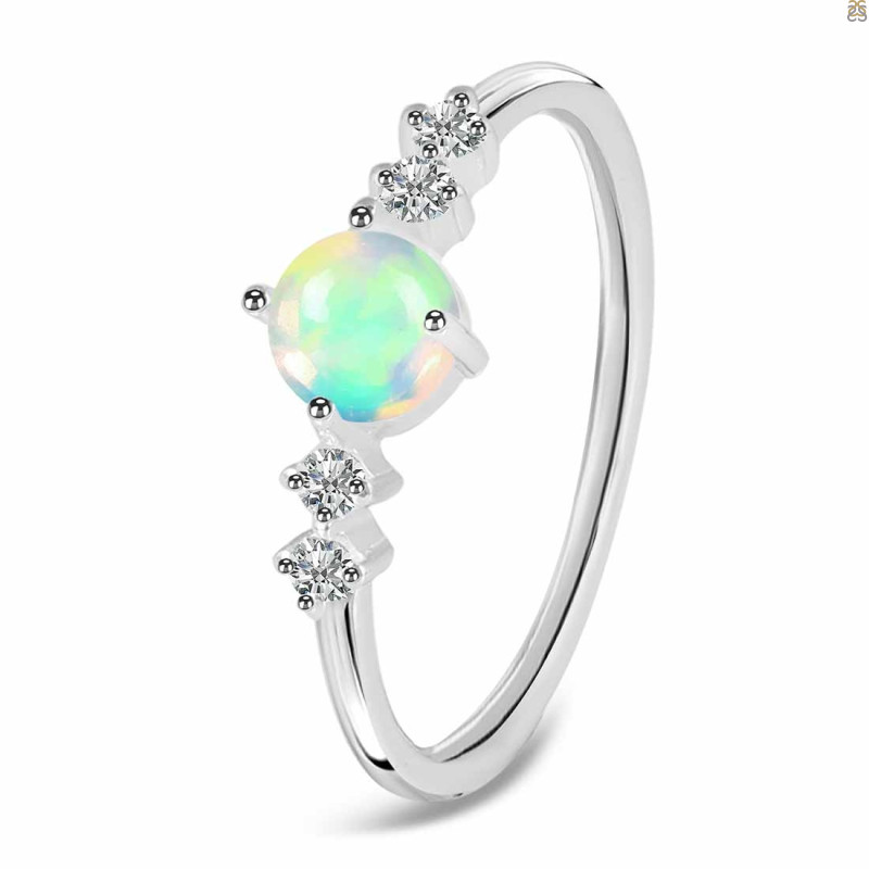 Opal & White Topaz Ring