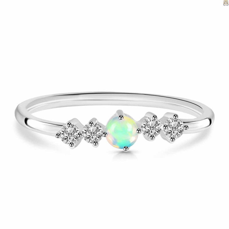Opal & White Topaz Ring OPL-RDR-3190.