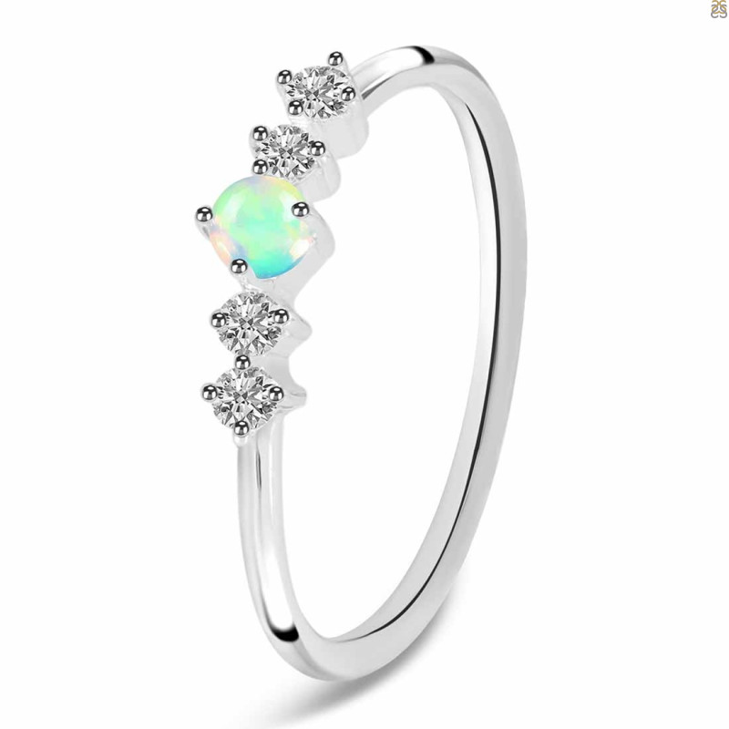 Opal & White Topaz Ring