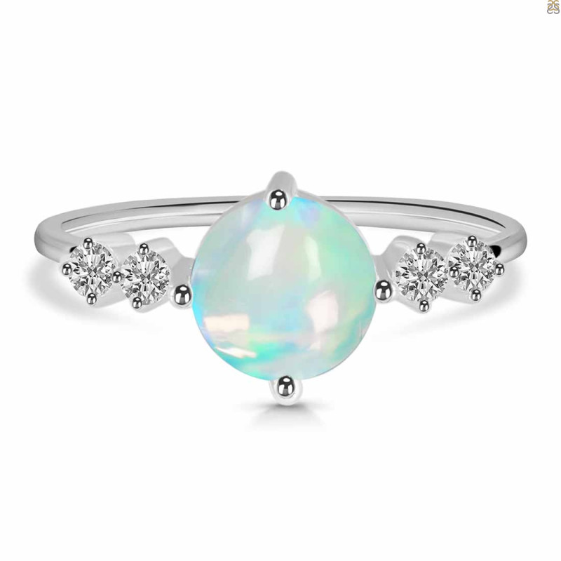 Opal & White Topaz Ring OPL-RDR-3191.
