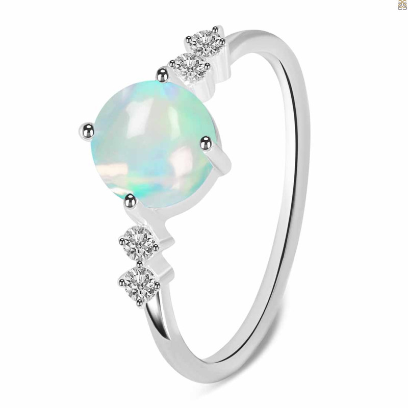 Opal & White Topaz Ring