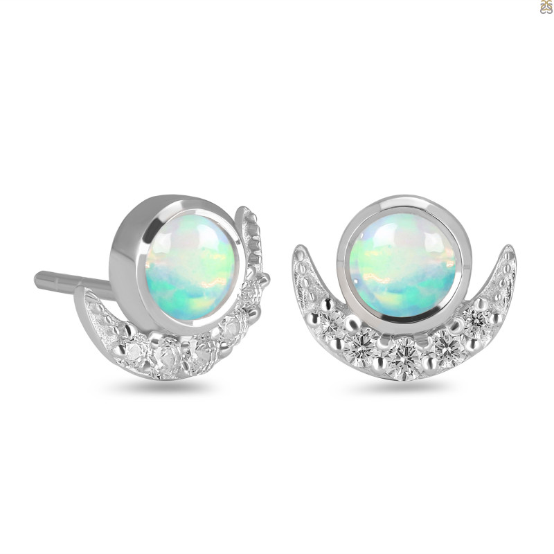 Opal & White Topaz Stud Earring