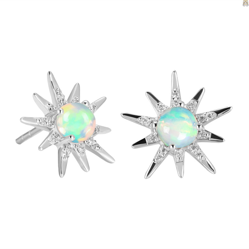 Opal & White Topaz Stud Earring