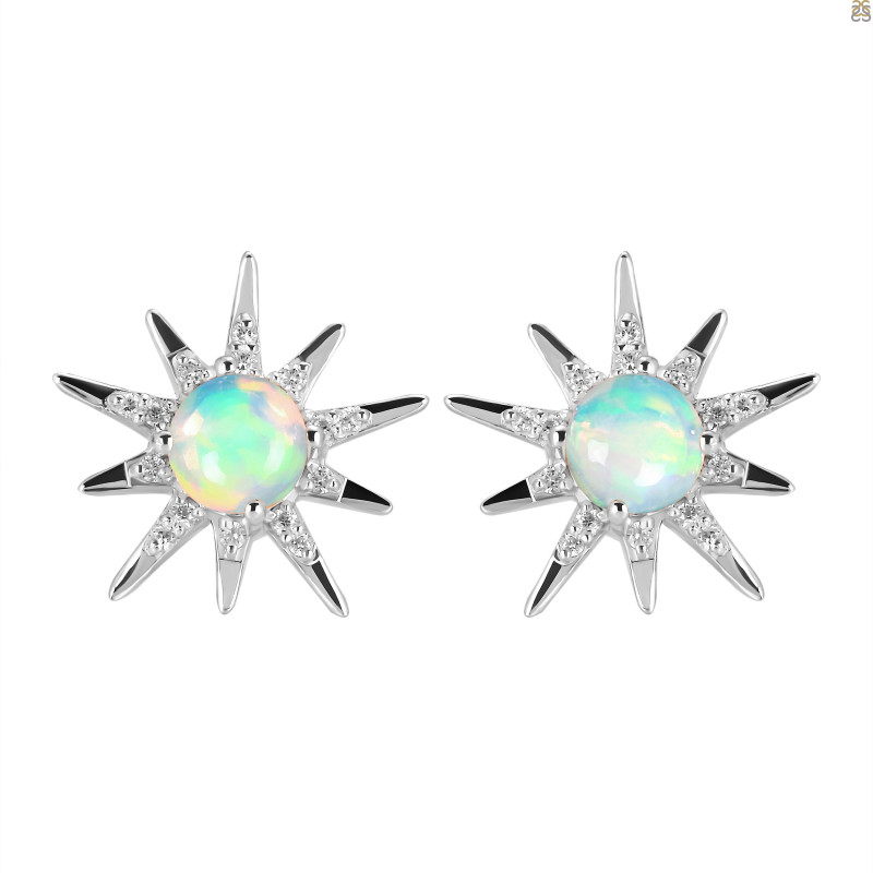 Opal & White Topaz Stud Earring OPL-RE-50.