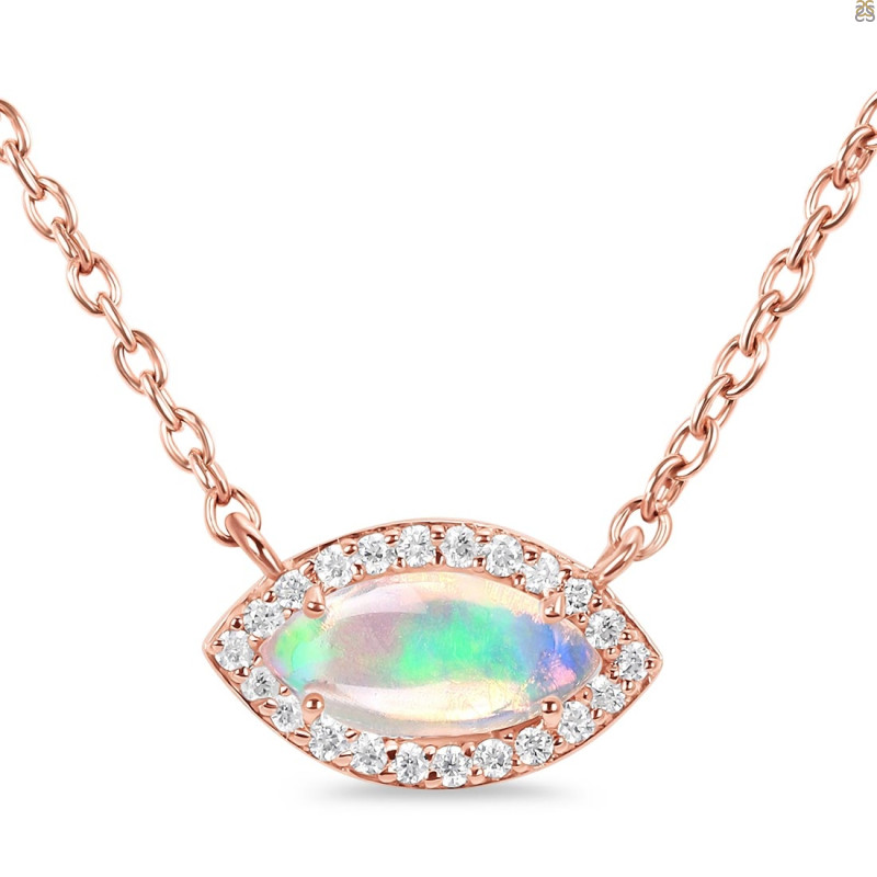 Opal & White Topaz Necklace With Adjustable Slider Lock OPL-RN-61.