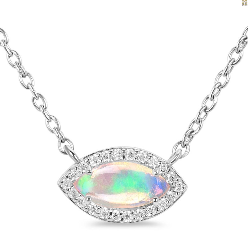 Opal & White Topaz Necklace With Adjustable Slider Lock OPL-RN-61.