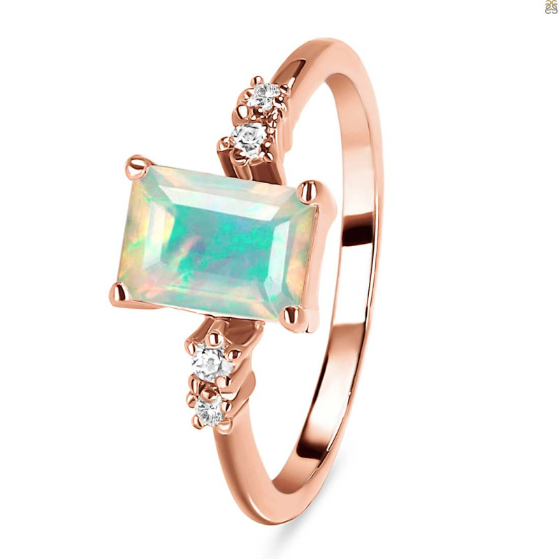 Opal & White Topaz Ring OPL-RR-139.