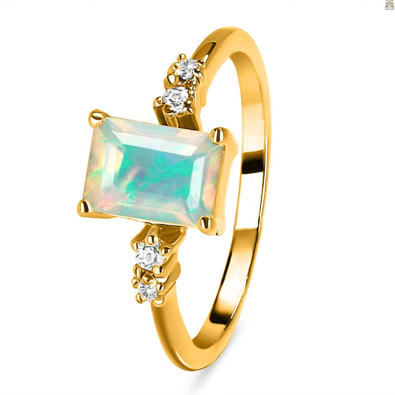 Opal & White Topaz Ring OPL-RR-139.