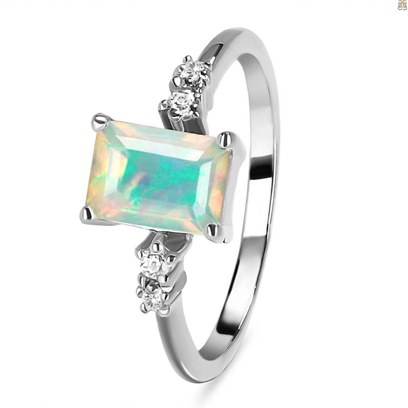 Opal & White Topaz Ring