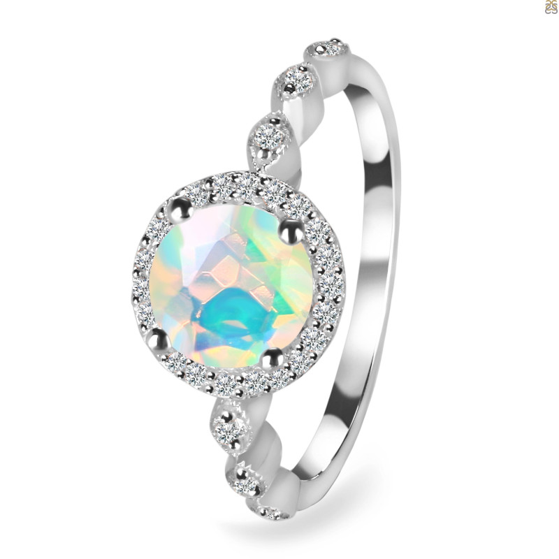 Opal & White Topaz Ring