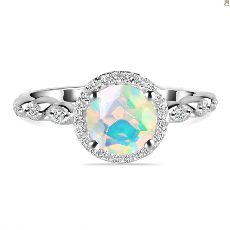 Opal & White Topaz Ring OPL-RR-267.