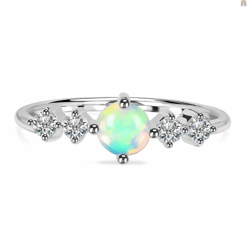 Opal & White Topaz Ring OPL-RR-278.