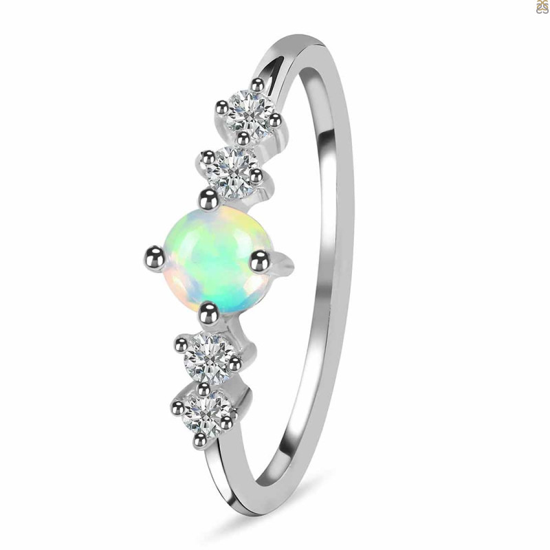 Opal & White Topaz Ring