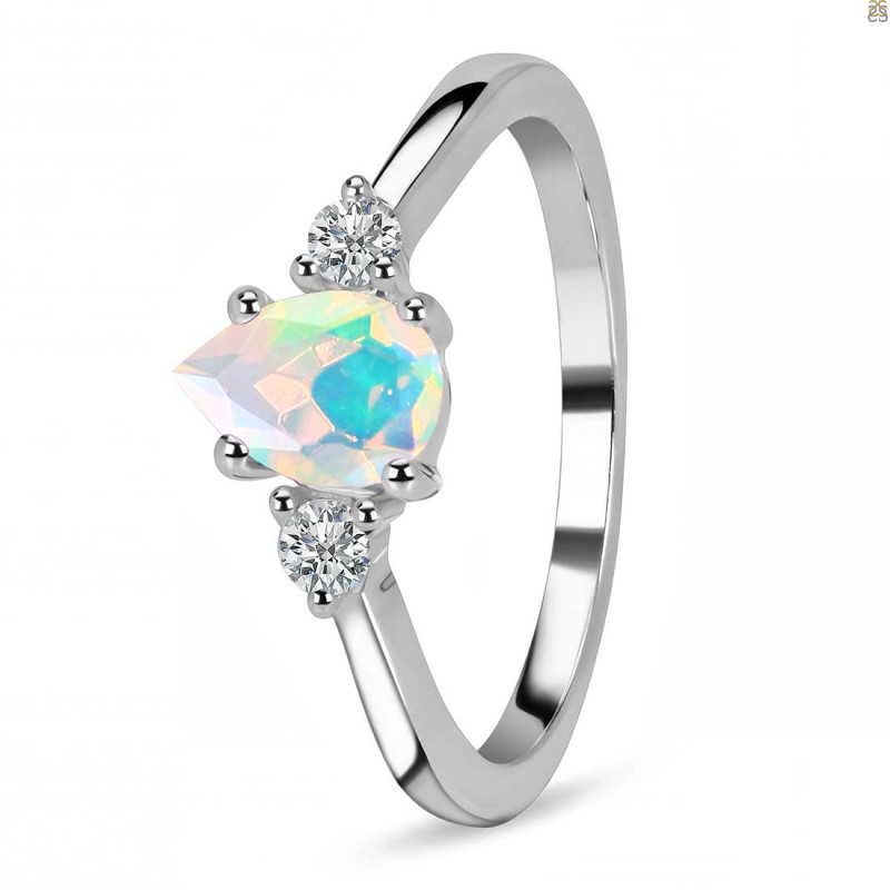 Opal & White Topaz Ring