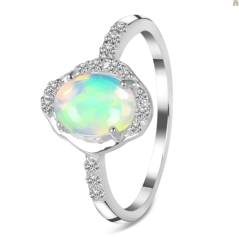 Opal & White Topaz Ring