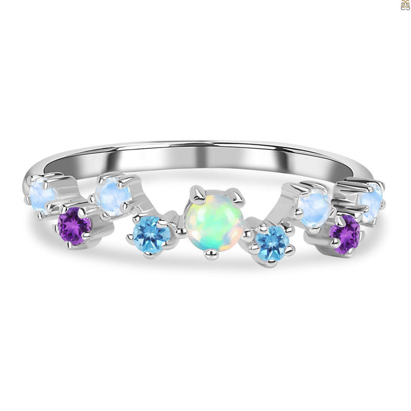 Opal & Amethyst & Moonstone & Blue Topaz Ring OPL-AMT-RBM-BTZ-RBM-RR-365.