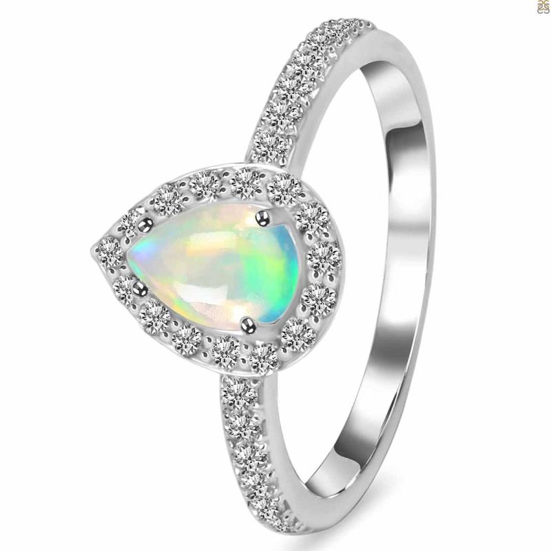 Opal & White Topaz Ring