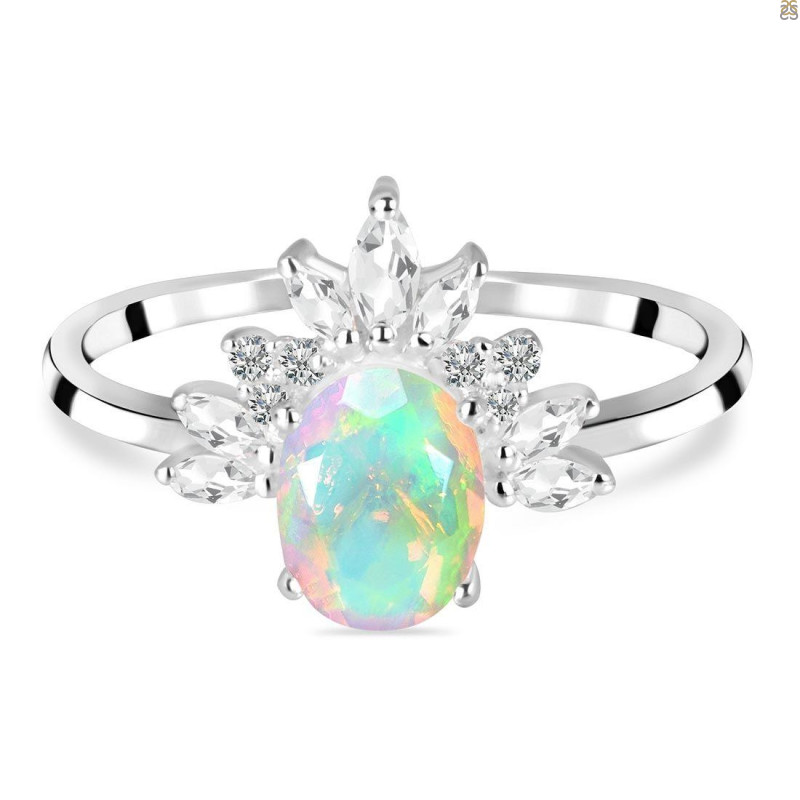 Opal & White Topaz Ring OPL-RR-405.