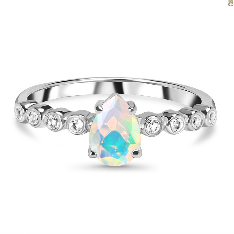 Opal & White Topaz Ring OPL-RR-419D.