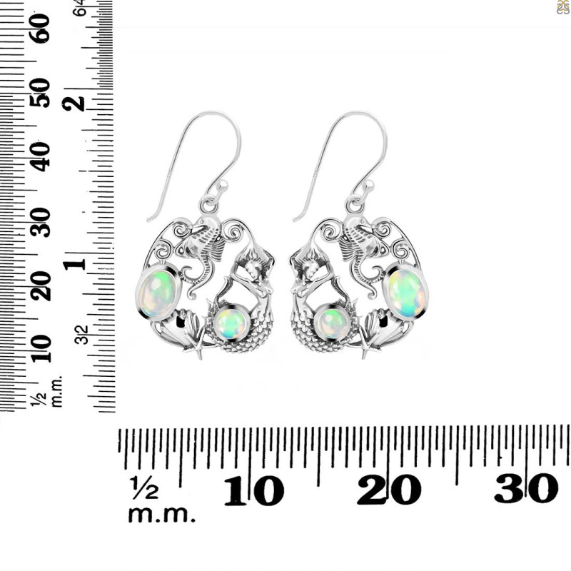 Opal Mermaid & Sea Horse & Star Fish & Shell Earring OPL-RUE-66.