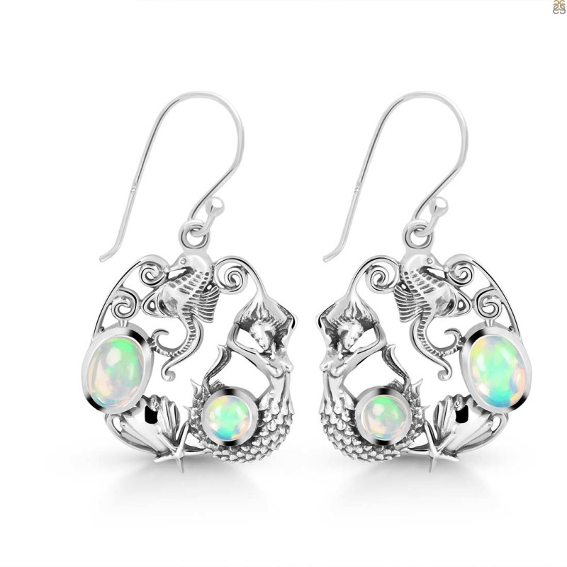 Opal Mermaid & Sea Horse & Star Fish & Shell Earring OPL-RUE-66.