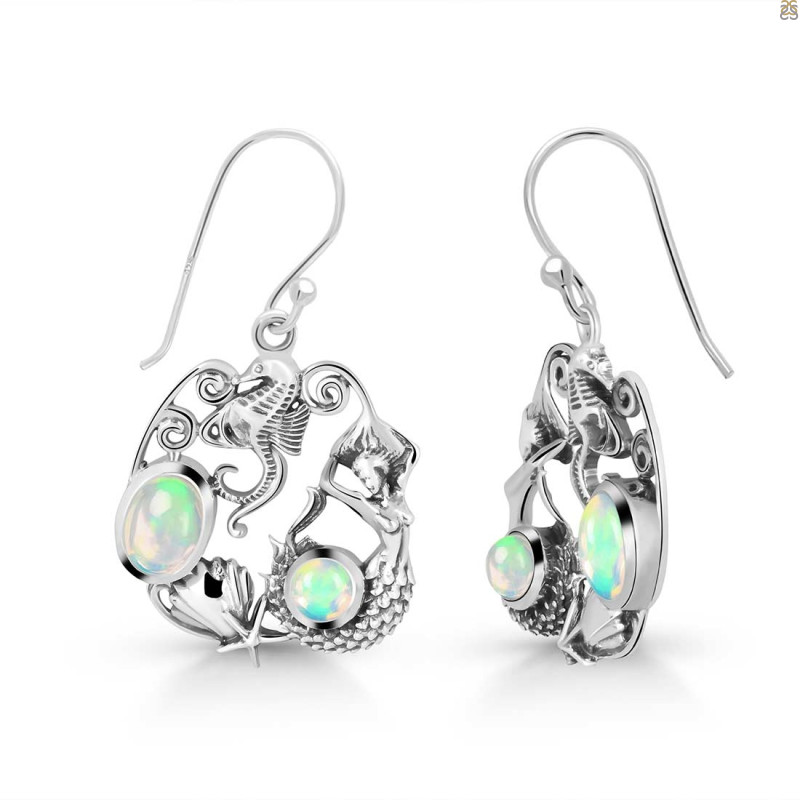 Opal Mermaid & Sea Horse & Star Fish & Shell Earring