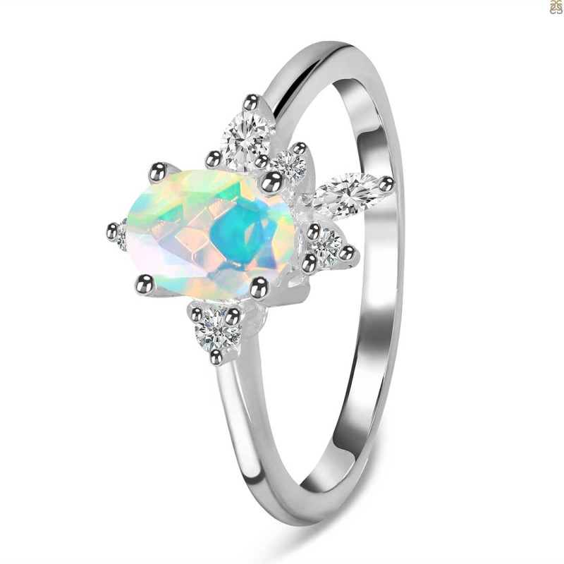 Opal & White Topaz Ring