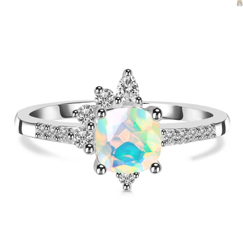 Opal & White Topaz Ring OPL-RDR-2404.