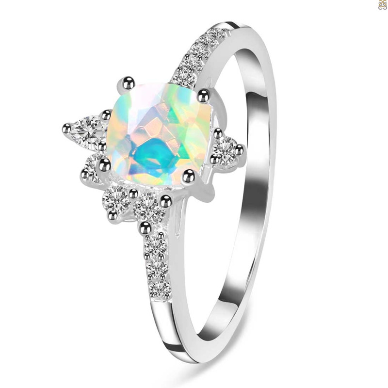 Opal & White Topaz Ring