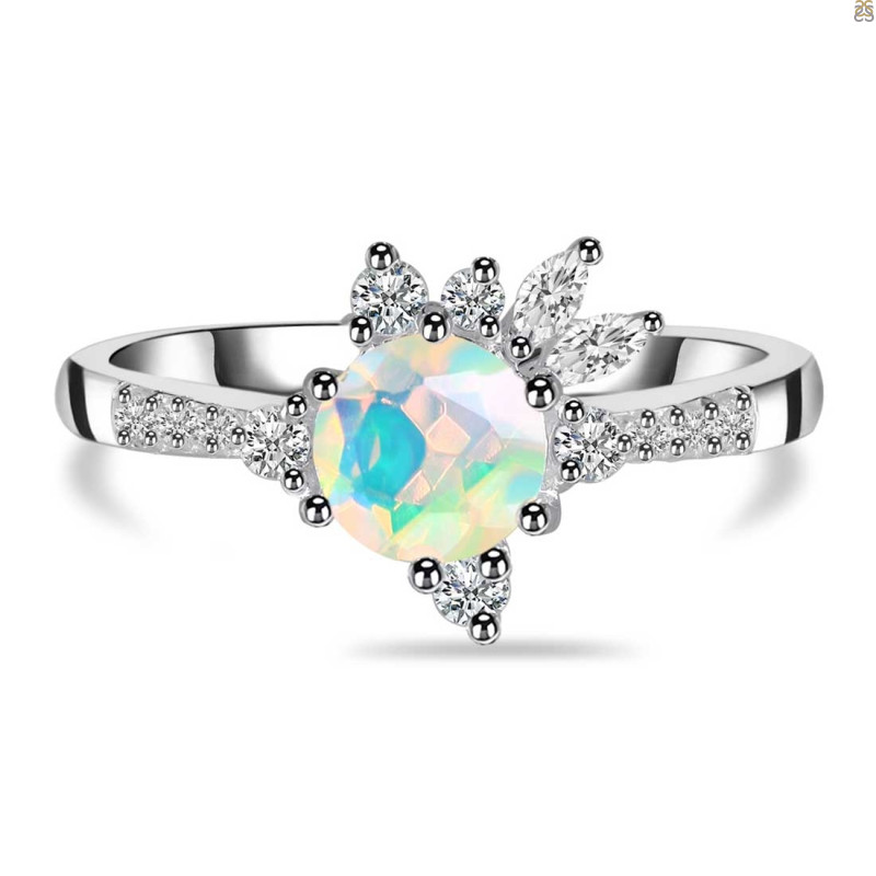 Opal & White Topaz Ring OPL-RDR-2406.