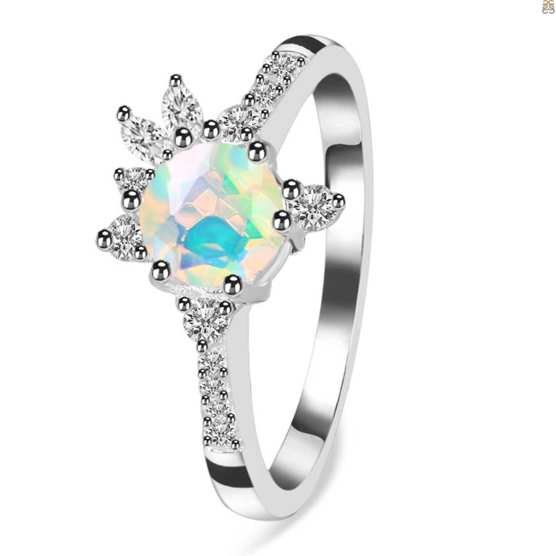 Opal & White Topaz Ring